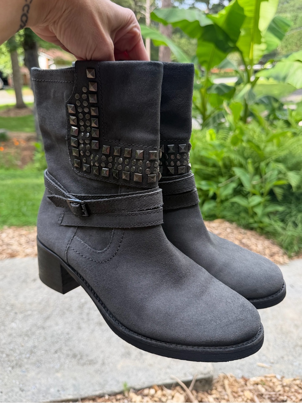 Vince Camuto Studded Donato Gray Ankle Boots - Size 8.5